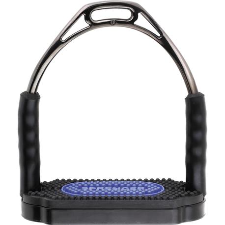SPRENGER HS BOW BALANCE STIRRUPS,ST.ST. ANTHRAC.W.BLK/BLUE PAD 4.3/4"